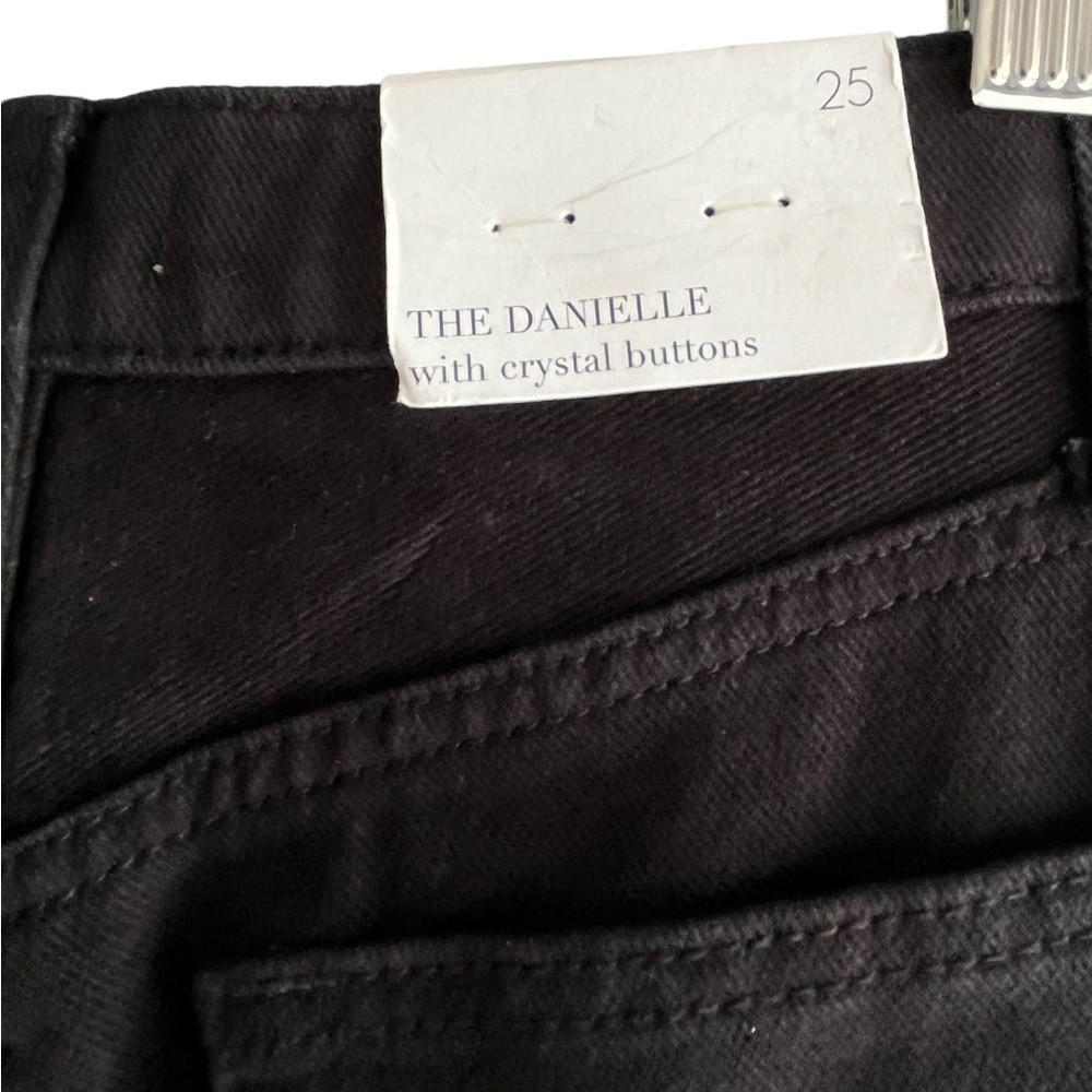 NWT Revolve WeWoreWhat Black Jeans Crystal Buttons size 25 - Picture 4 of 10